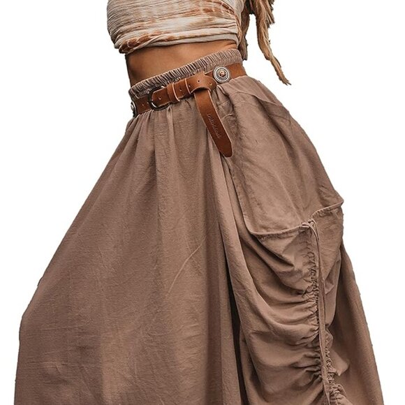Women's Maxi Boho Skirt with Pockets Bohemian Organic Cotton Hippie Gypsy